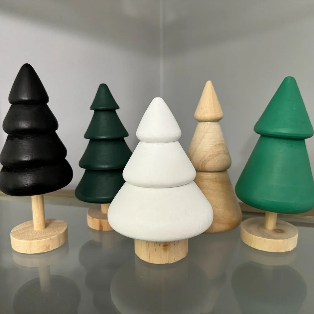 Set of 5 Target BP Wooden Christmas Trees